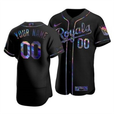 Kansas City Royals Custom Men's Nike Iridescent Holographic Collection MLB Jersey Black